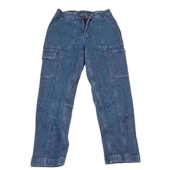 Duluth Trading Women's Cargo Jeans Size 6 Blue Straight Fit - Picture 1 of 11